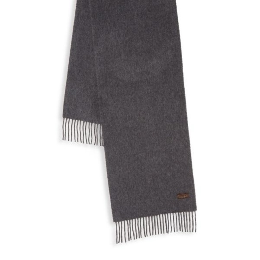 NWT Hickey Freeman Gray Cashmere Scarf with Fringe